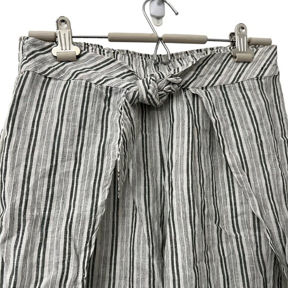 Joie Green White Striped Sahira Linen Tie Front Pants Womens Size XSmall - Picture 4 of 7
